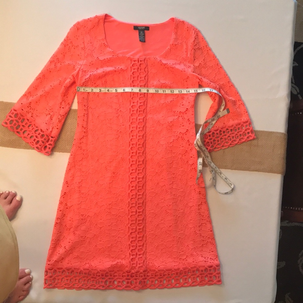 ALFANI coral PS lace dress